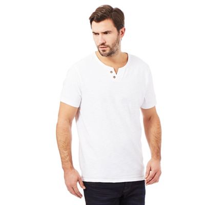 Mantaray Big and tall white open button neck t-shirt